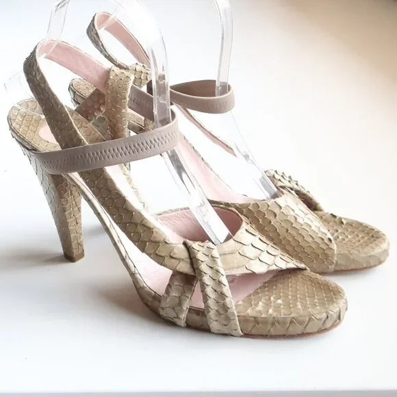 Chloe Sage Green Snakeskin Leather Open Toe Sandals Luxury Designer Summer Shoes - Picture 15 of 16